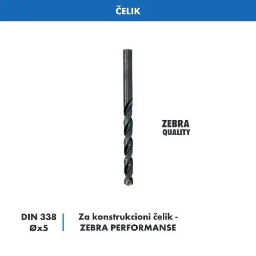 ZEBRA HSS spiralna burgija za metal, DIN338/0,8mm