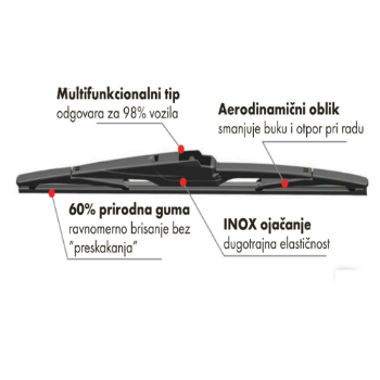 Univerzalna metlica brisača zad stakla 330mm,1 kom