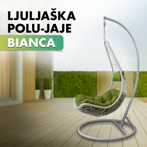 Ljuljaška polu-jaje BIANCA sa zelenim jastučetom