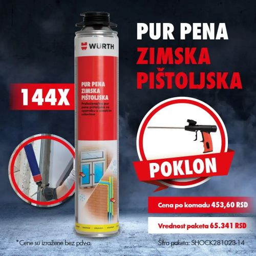 144xPur pena zimska pištoljska, 750 ml+POKLON