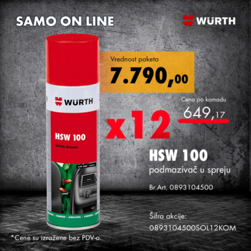 Fotografija HSW 100, podmazivač u spreju 12 kom