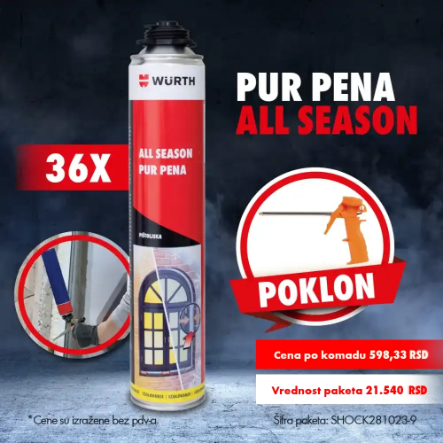 Fotografija 36 x All season pur pena, pištoljska 880ml + POKLON 