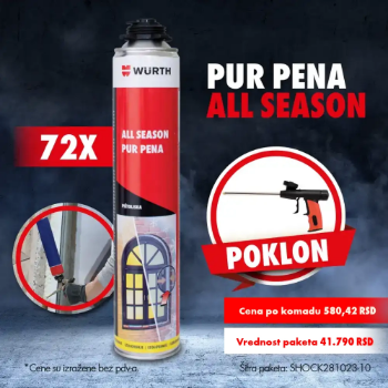 Fotografija 72 x All season pur pena, pištoljska 880ml + POKLON 