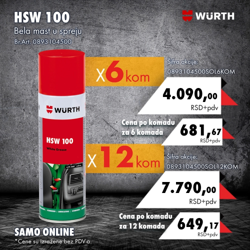 Fotografija Paketi HSW 100, bela mast u spreju