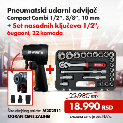 Fotografija Pneum. udarni odvijač + Set nasadnih ključ.