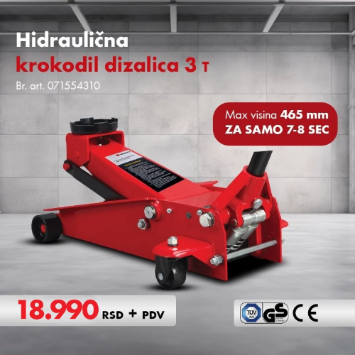 Krokodil dizalica čelična sa dvostrukim klipom 3t