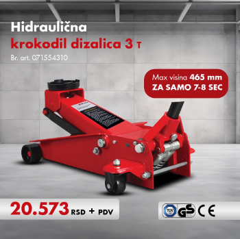Krokodil dizalica čelična sa dvostrukim klipom 3t