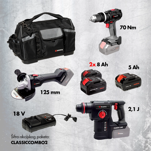 Bušilica + SDS + Brusilica + 1x5Ah+2x8Ah