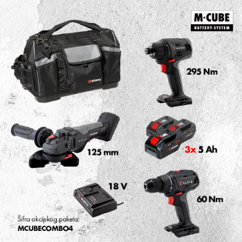 Bušilica + Udarni odvijač 1/4" 259 Nm+ Brusilica + 3x5Ah