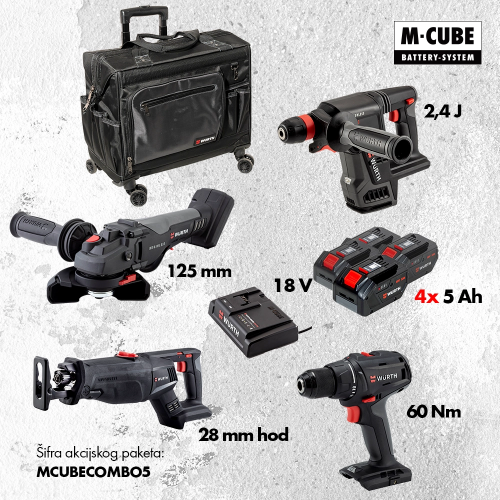 Bušilica + SDS + Brusilica + Sabljarka + 4x5Ah