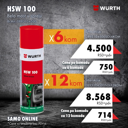 Akcijski paket HSW 100, bela mast u spreju