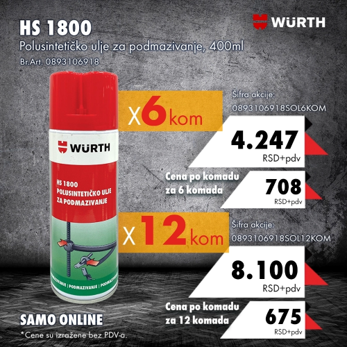 Akcije  HS1800 - Polusintetičko ulje za podmazivanje