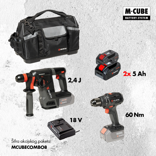MCUBE Bušilica + SDS + 2x5Ah