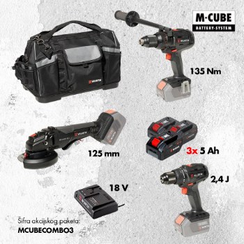 POWER Bušilica + SDS + Brusilica + 3x5Ah